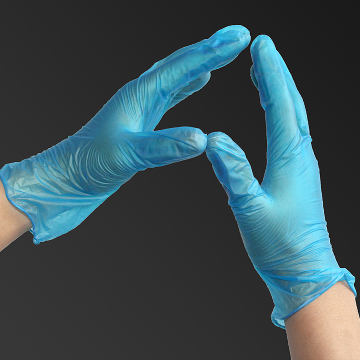 blue vinyl gloves